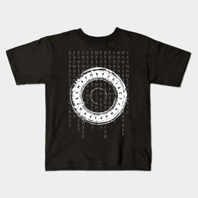 Norse mythology rune circle Kids T-Shirt by opooqodesign